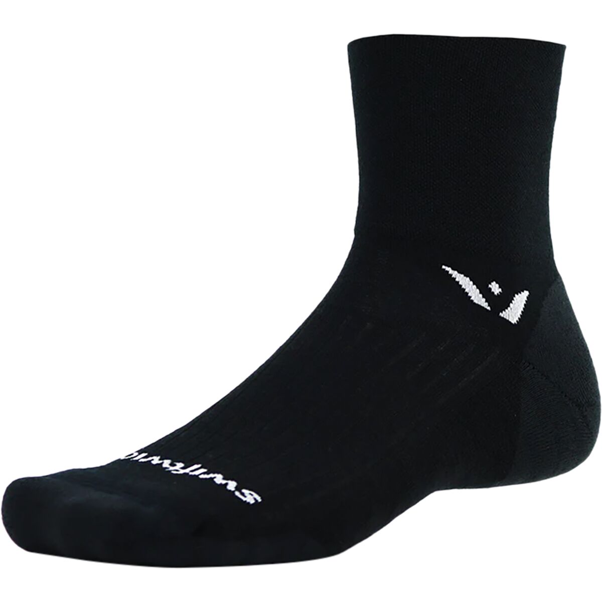 Swiftwick Pursuit Quarter Crew High Sock Black, L - Men's