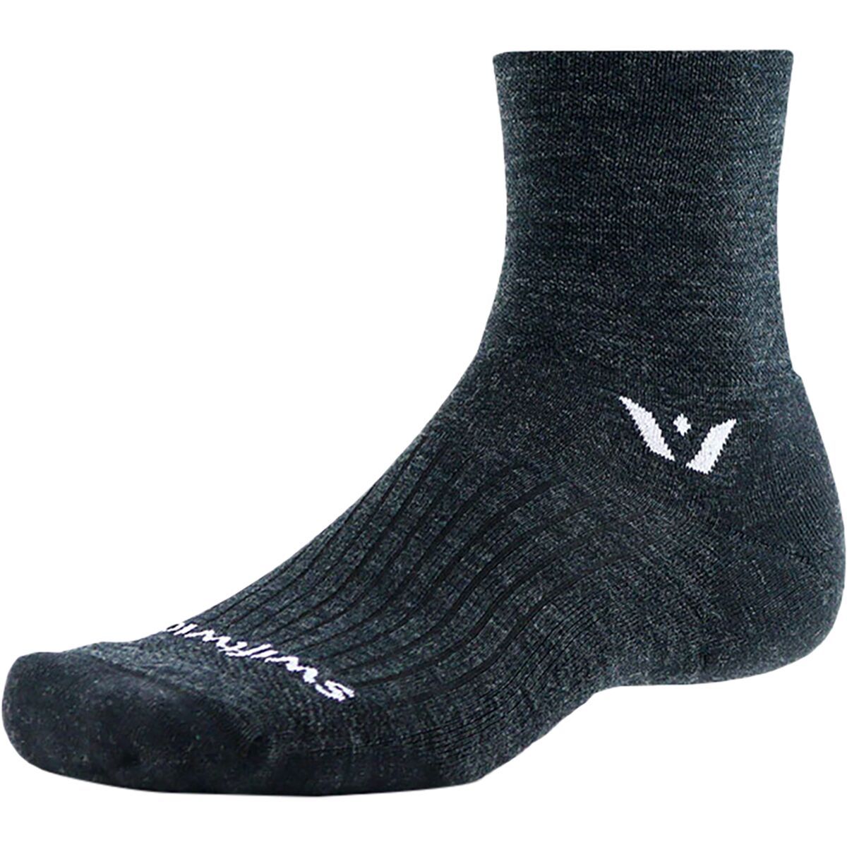 Swiftwick Pursuit Quarter Crew High Sock Coal, S - Men's