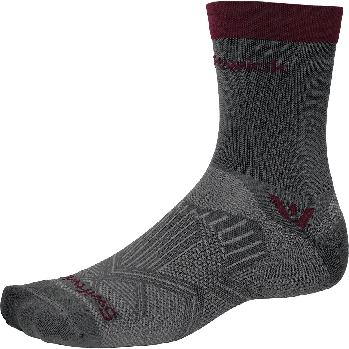 Swiftwick Swiftwick Aspire Mid-Crew Sock Gray Maroon, M - Men's