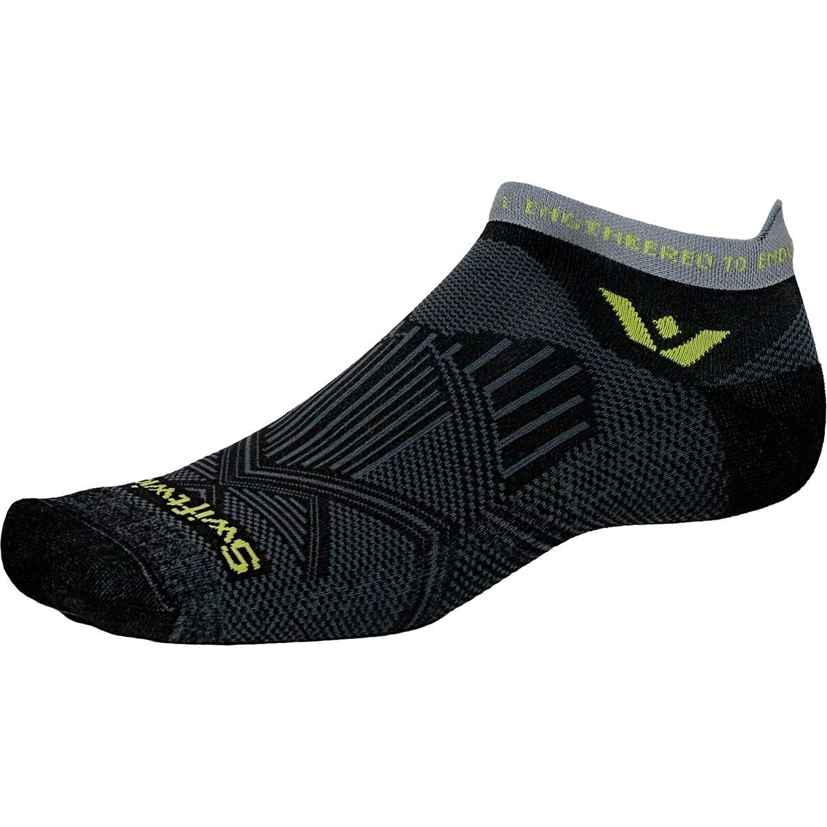 Swiftwick Aspire No Show Tab Sock Black Yellow, M - Men's