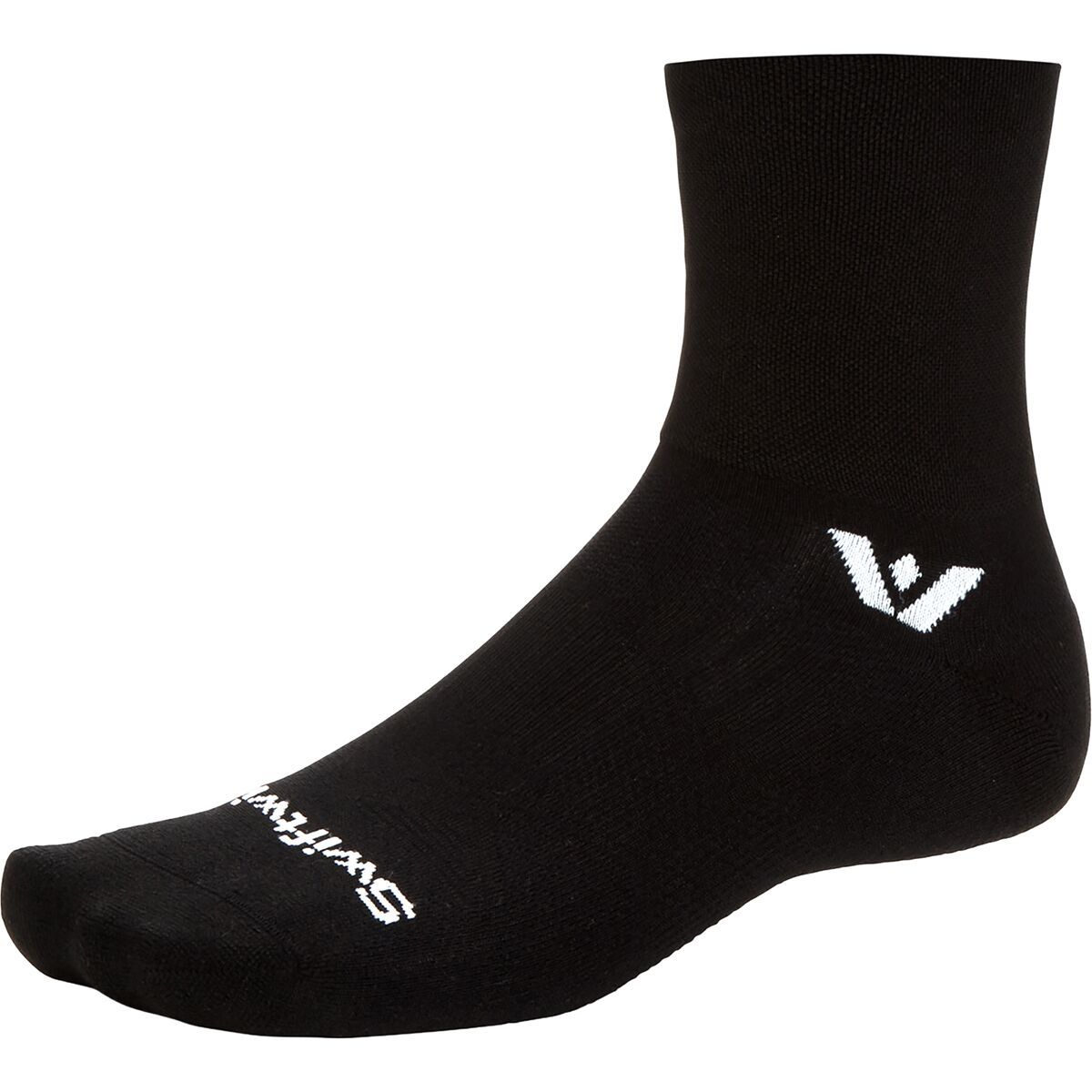 Swiftwick Aspire Quarter Crew High Sock Circuit Black, L - Men's