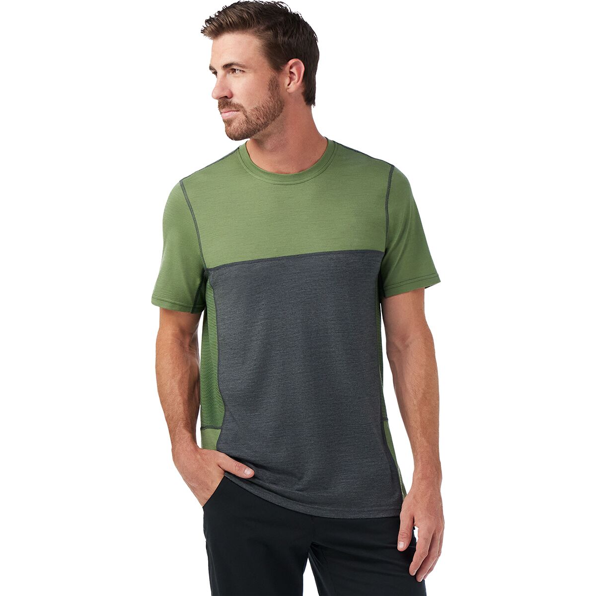 Smartwool Smartwool Mountain Bike Short-Sleeve Jersey - Men's Charcoal/Fern Green, M