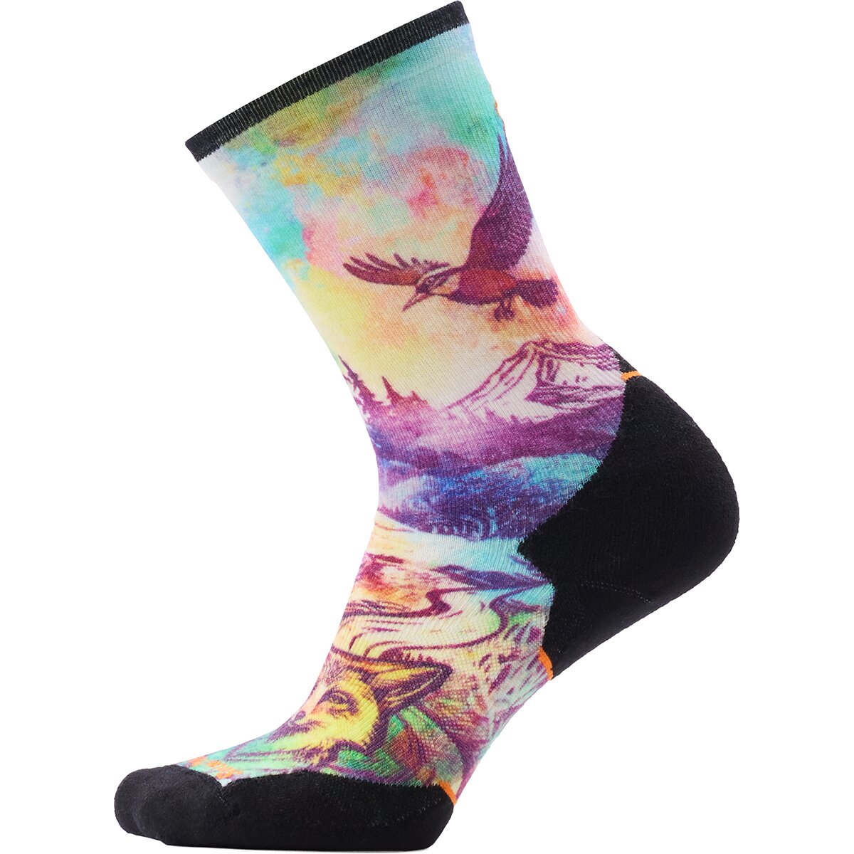 Smartwool Smartwool Trail Run Targeted Cush Serene Peak Print Crew Sock-Women's Dusty Teal, L