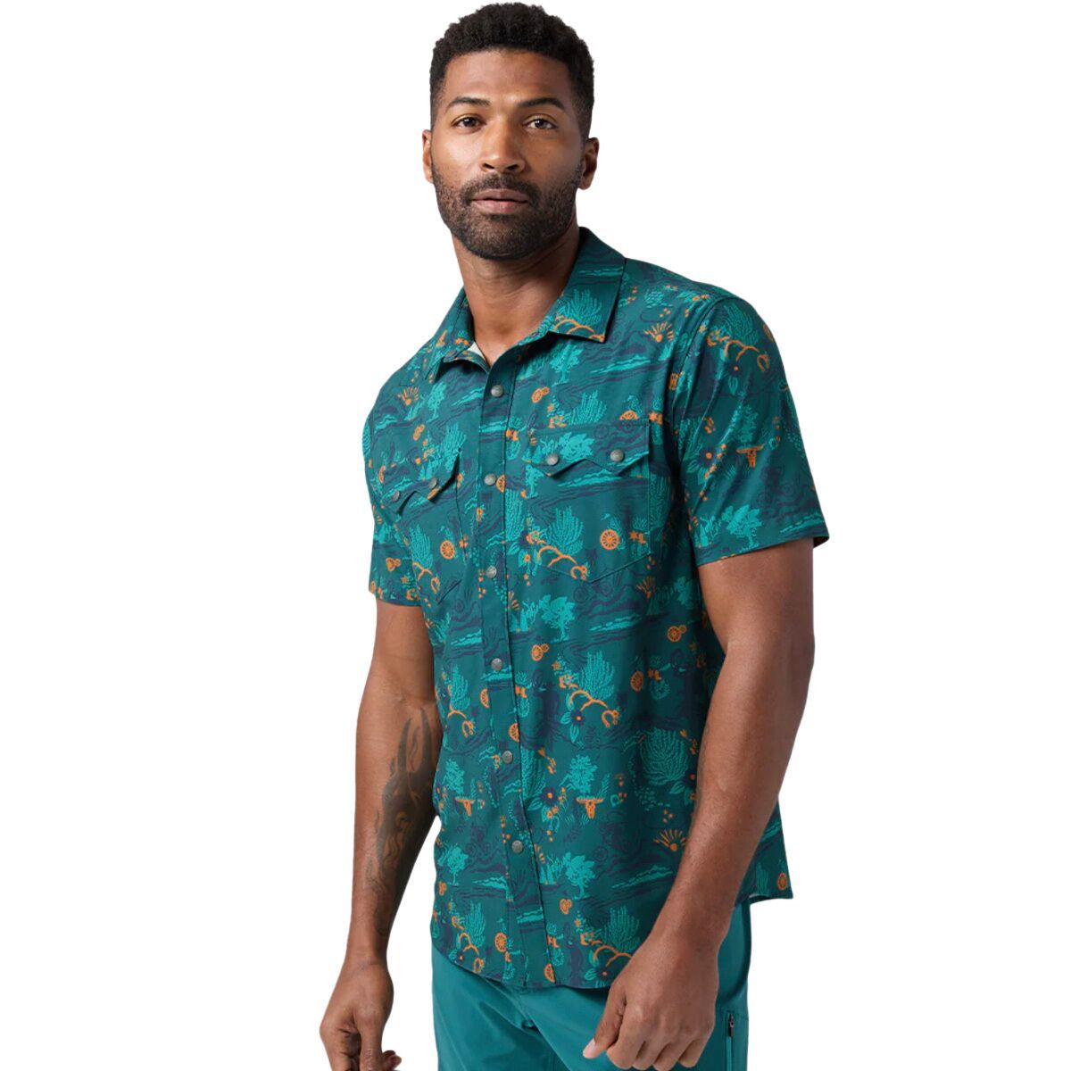 STIO Shifter Short-Sleeve Shirt - Men's Boundless Biking Cowboy, L