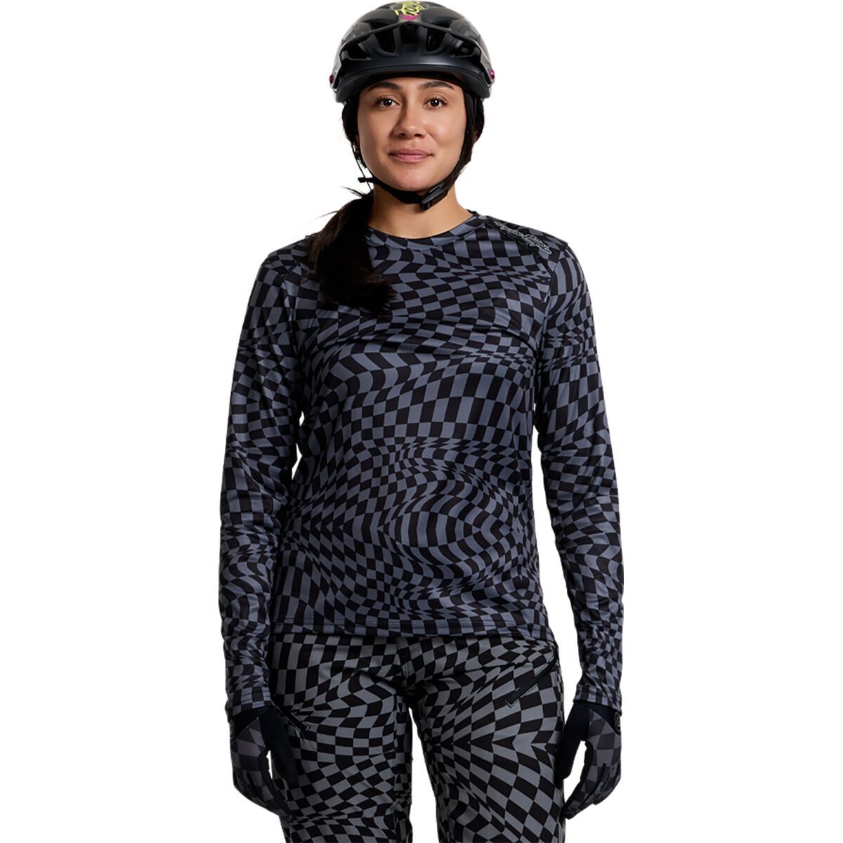 Troy Lee Designs Troy Lee Designs Lilium Long-Sleeve Jersey - Women's Twisted Checkers Black/Gray, S