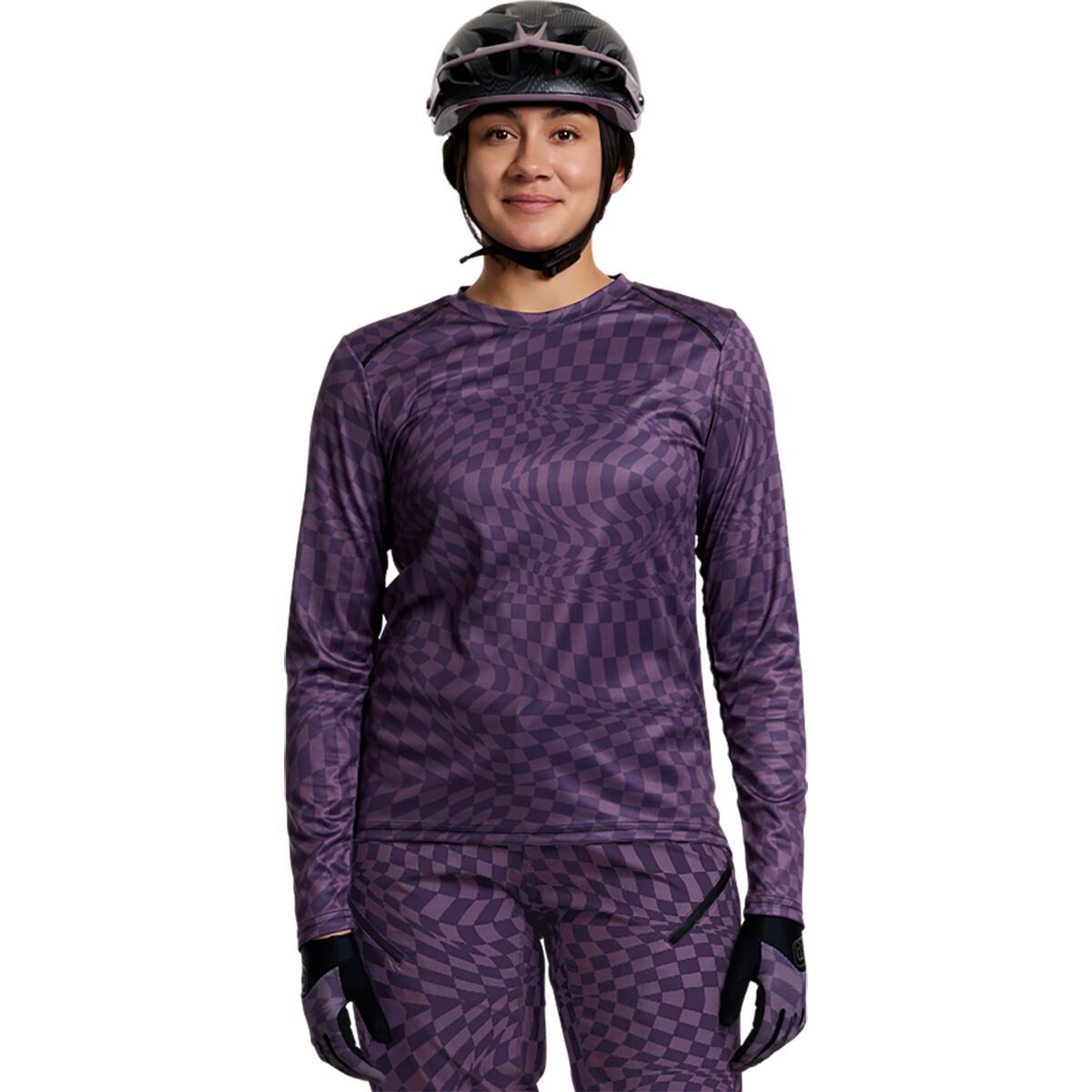 Troy Lee Designs Troy Lee Designs Lilium Long-Sleeve Jersey - Women's Twisted Checkers Deep Purple, S