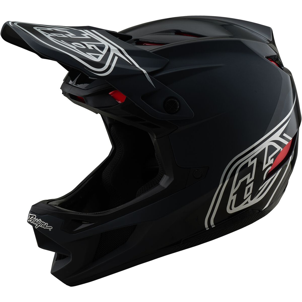 Troy Lee Designs Troy Lee Designs D4 Polyacrylite Helmet Fifty-50 White/Red, XL - $385.00 at Competitive Cyclist