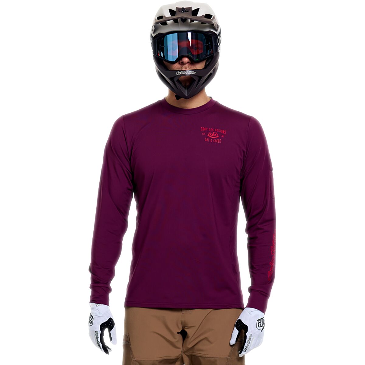 Troy Lee Designs Ruckus Long-Sleeve Ride T-Shirt - Men's Lockdown Sangria, L