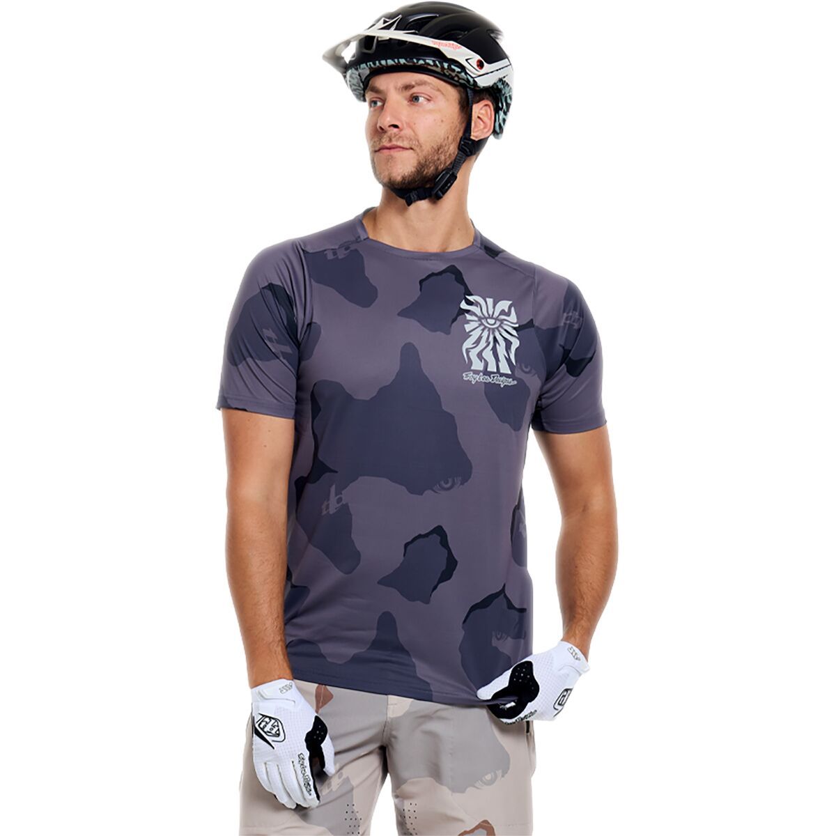 Troy Lee Designs Skyline Pro Short-Sleeve Jersey - Men's Flow Camo Carbon, L