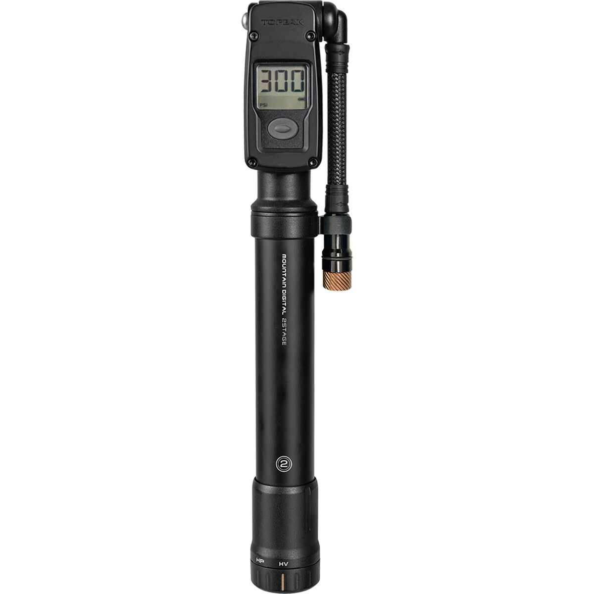 Topeak Topeak Mountain 2Stage Digital 2-IN-1 Tire + Shock Mini Pump Black, One Size