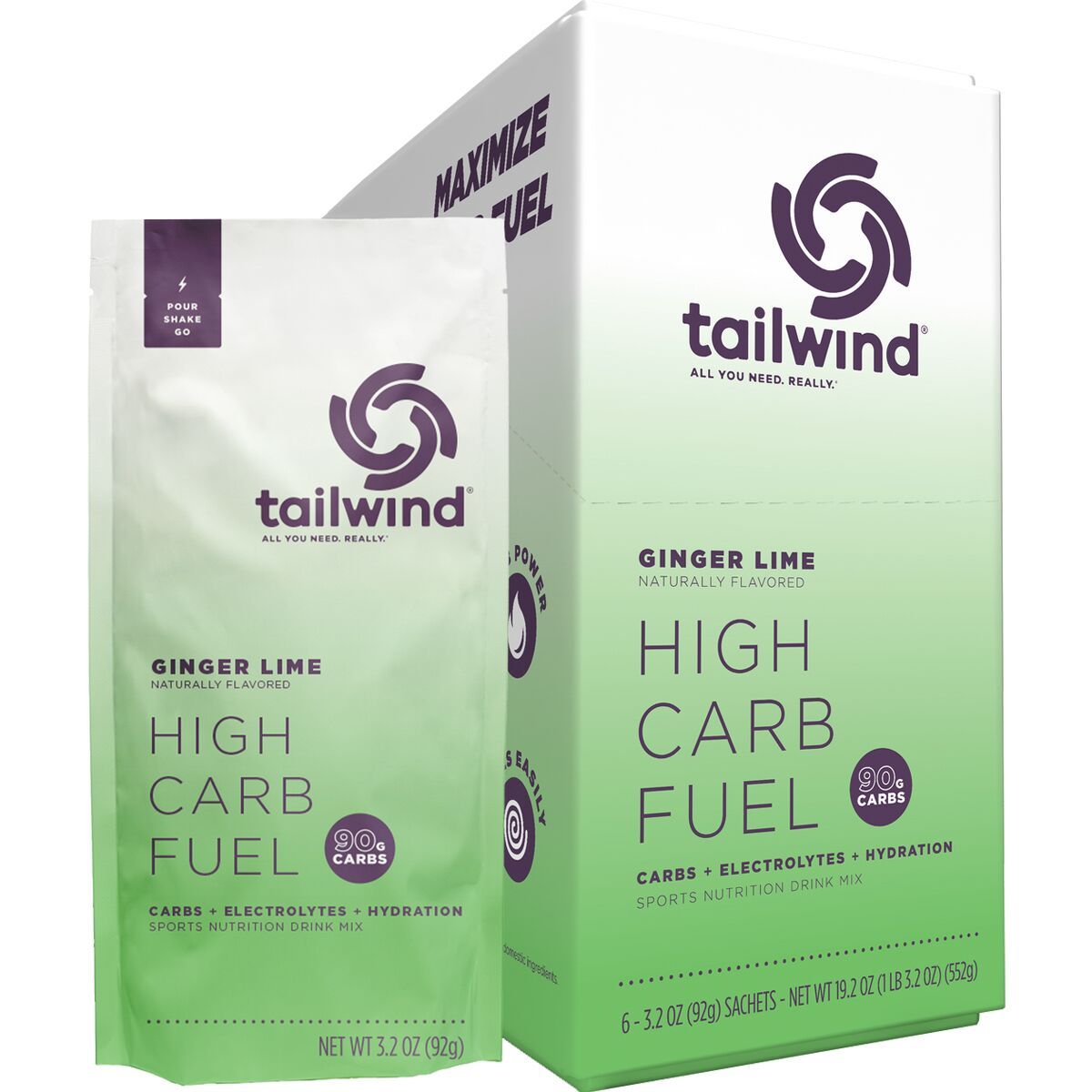Tailwind Nutrition High Carb Fuel Ginger Lime, 6-Pack Box, One Size