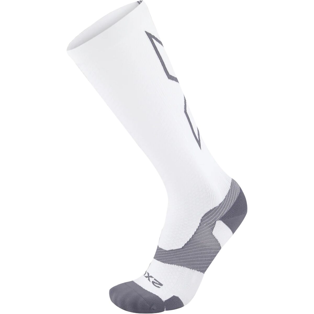 2Xu 2XU Vectr Light Cusion Full Length Compression Sock White/Grey, M2 - Men's