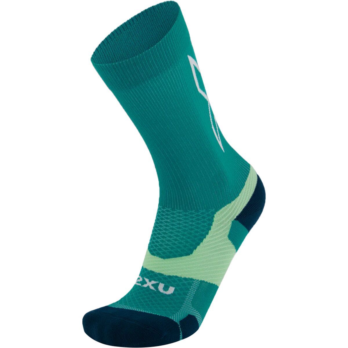2XU Vectr Light Cushion Crew Sock Slate Green/Digital Mint, L - Men's