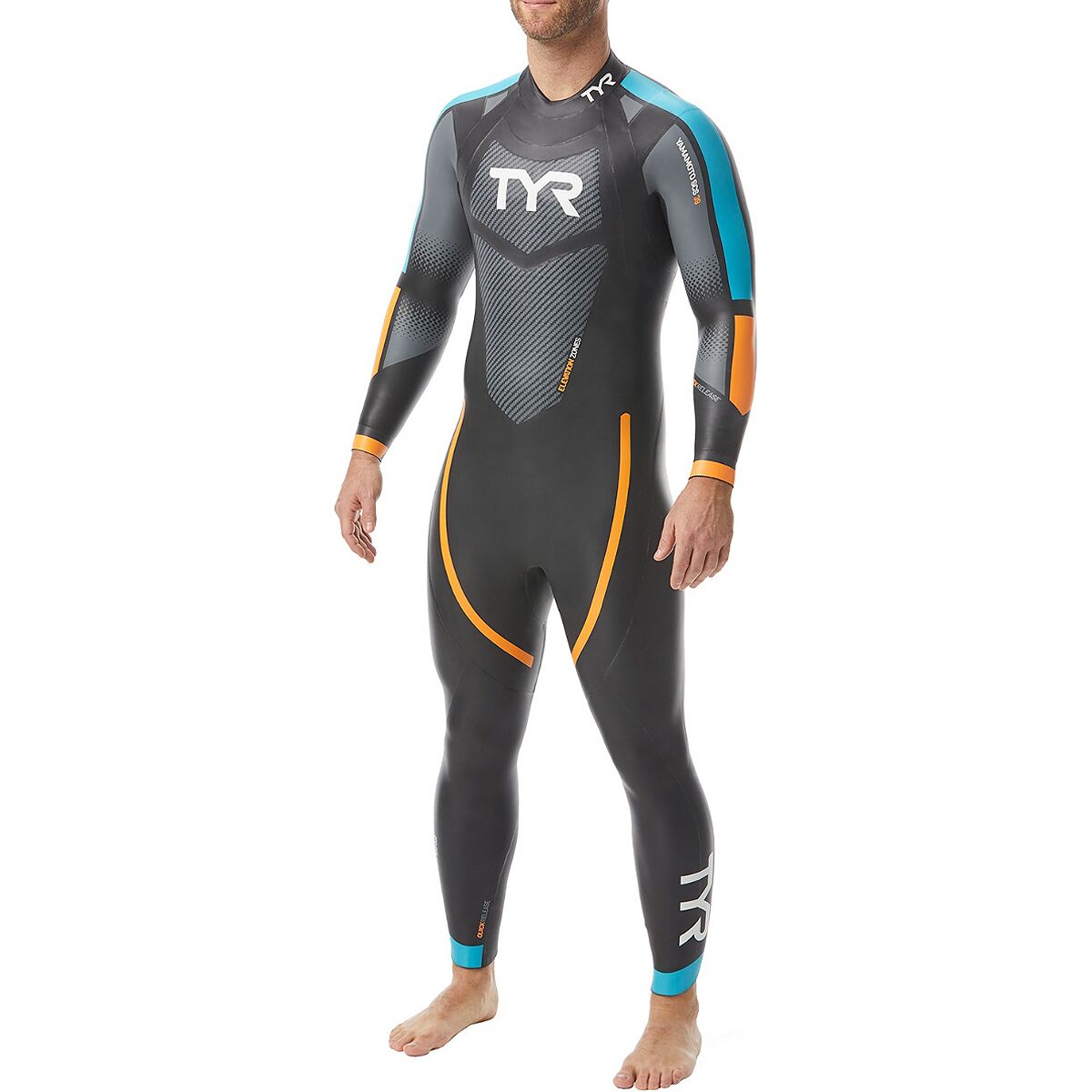 TYR Cat 2 Wetsuit - Men's Black/Blue/Orange, XL