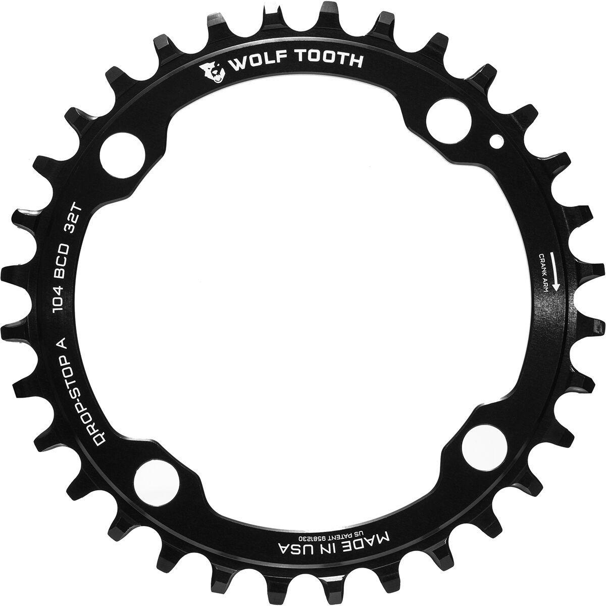 Wolf Tooth Components Drop Stop Chainring Black, 38T/96 (XT M8000) BCD