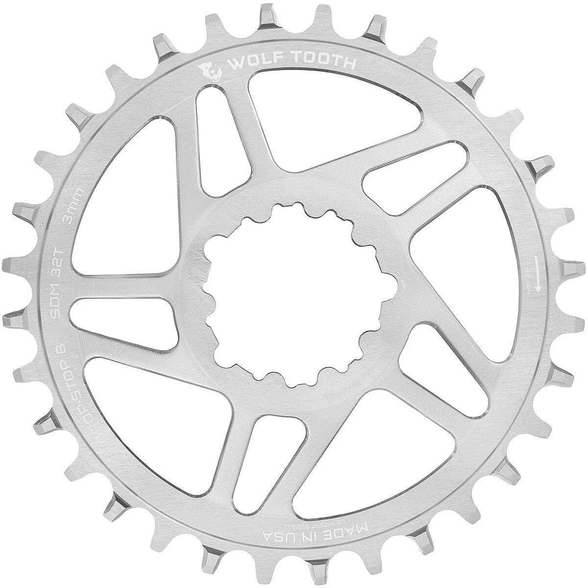 Wolf Tooth Components Drop Stop SRAM Direct Mount Chainring - Boost Raw Silver, 30t
