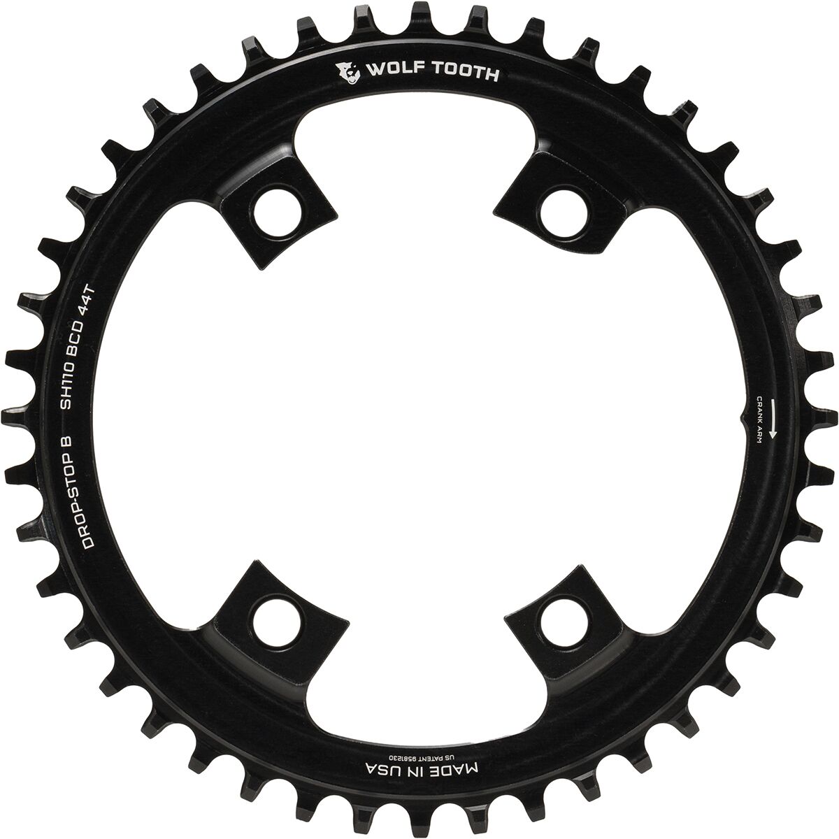 Wolf Tooth Components Drop Stop Shimano Asymmetric Chainring - 110 BCD Black, 46t