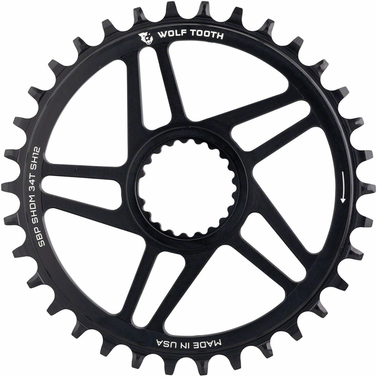 Wolf Tooth Components Shimano 12-Speed Direct-Mount Chainring Black, 30t, 3mm Offset/Boost