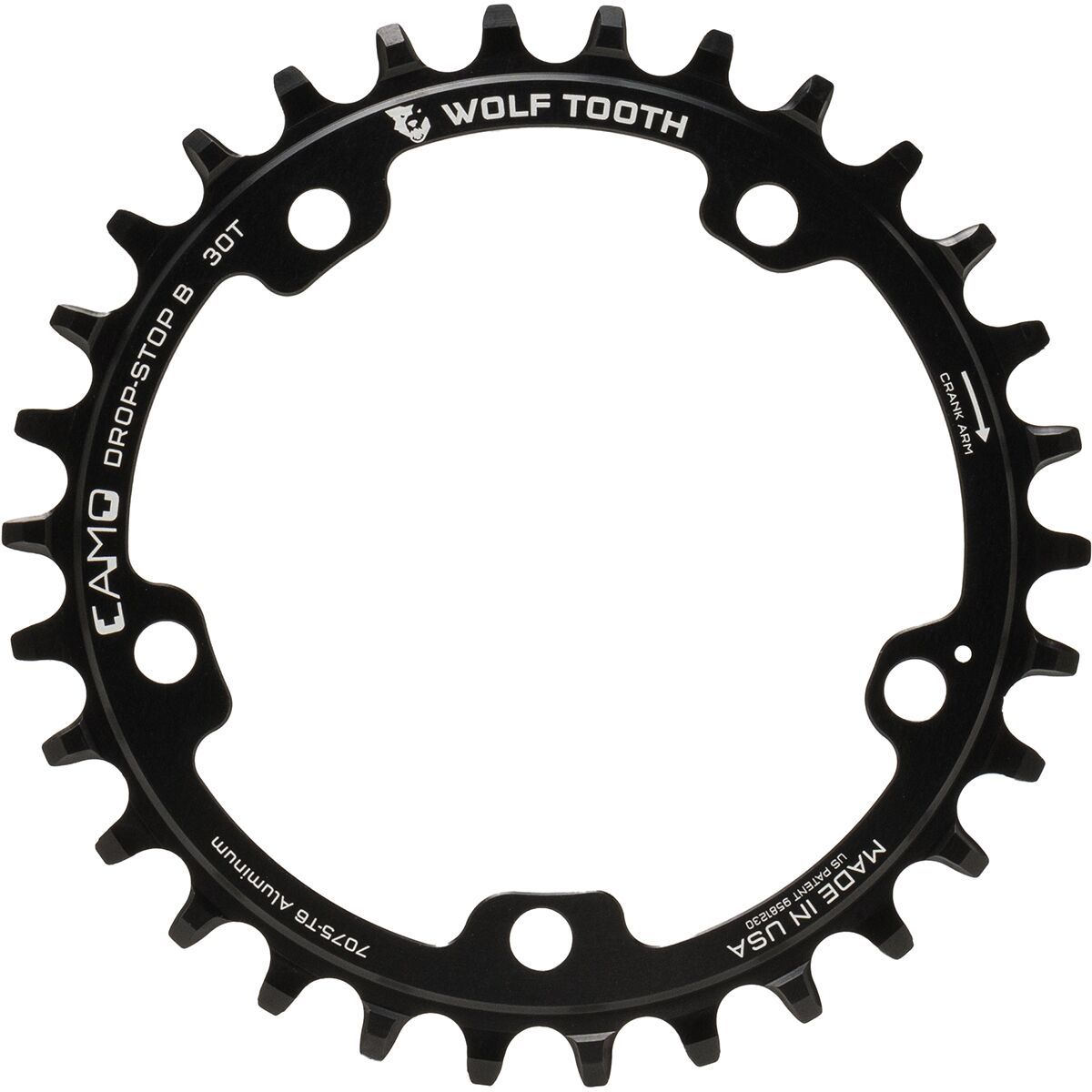 Wolf Tooth Components CAMO Round Chainring Black, 30t