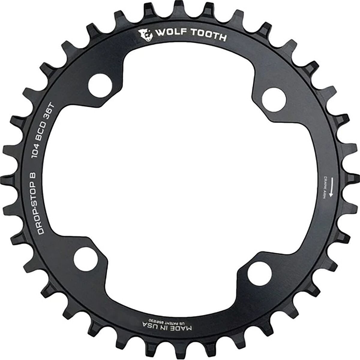 Wolf Tooth Components 104 BCD Chainring For Shimano 12-Speed Black, 36t