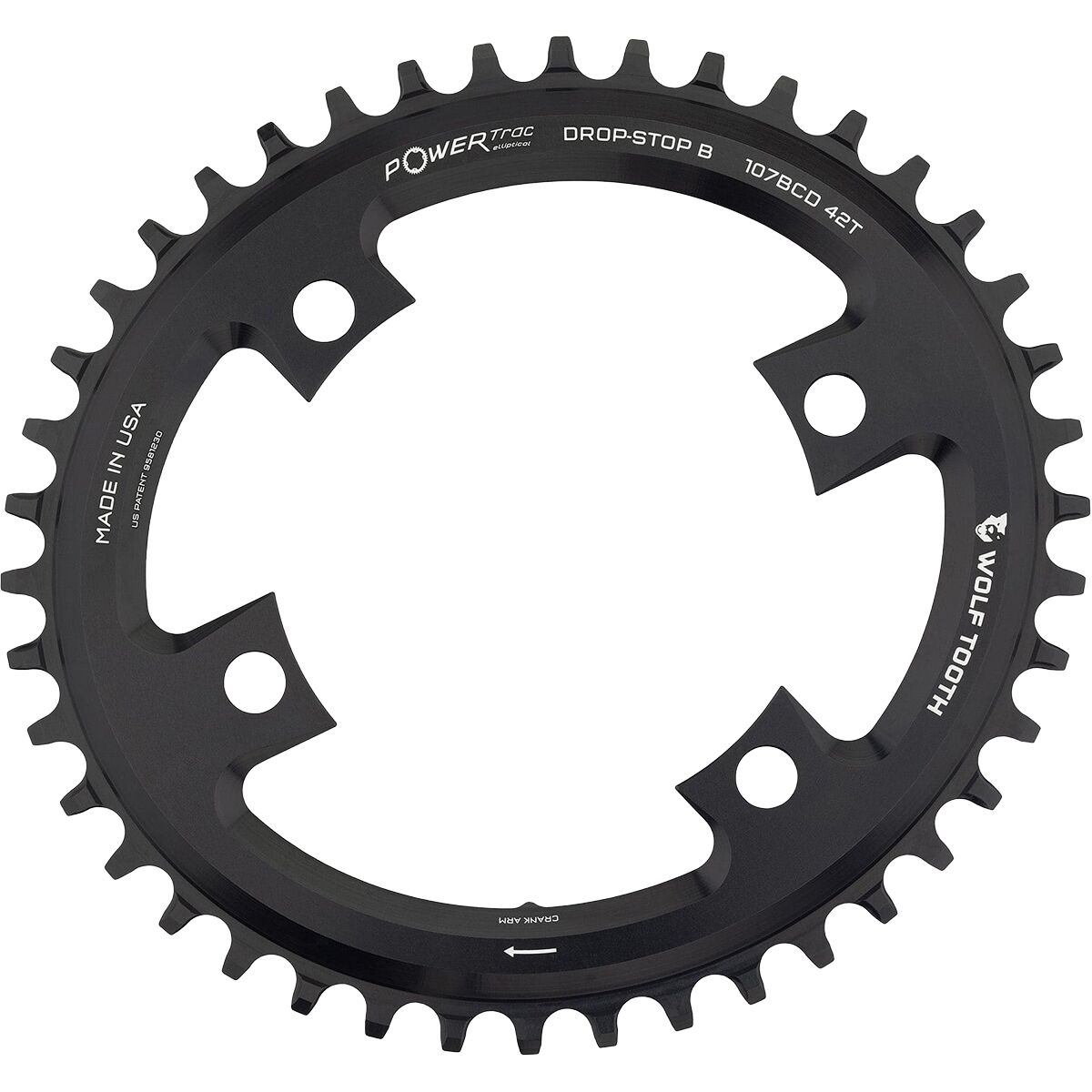 Wolf Tooth Components SRAM Compatible 107 BCD Oval Chainring Black, 42t