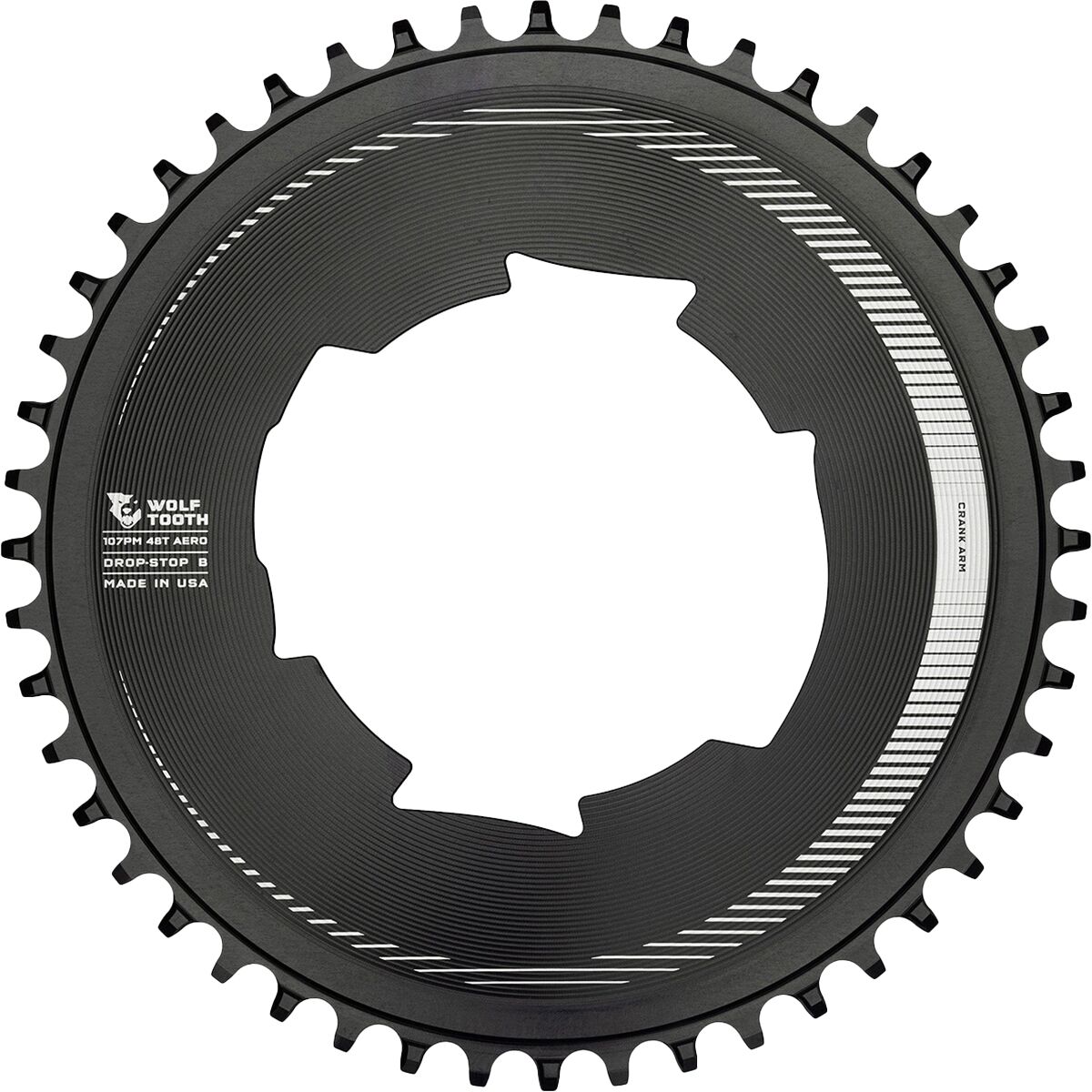 Wolf Tooth Components 107 BCD SRAM Aero Chainring Black, 50t