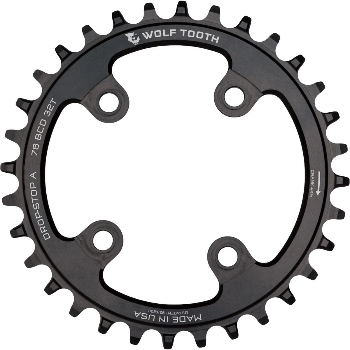 Wolf Tooth Components 76 BCD Chainring Black, 30t
