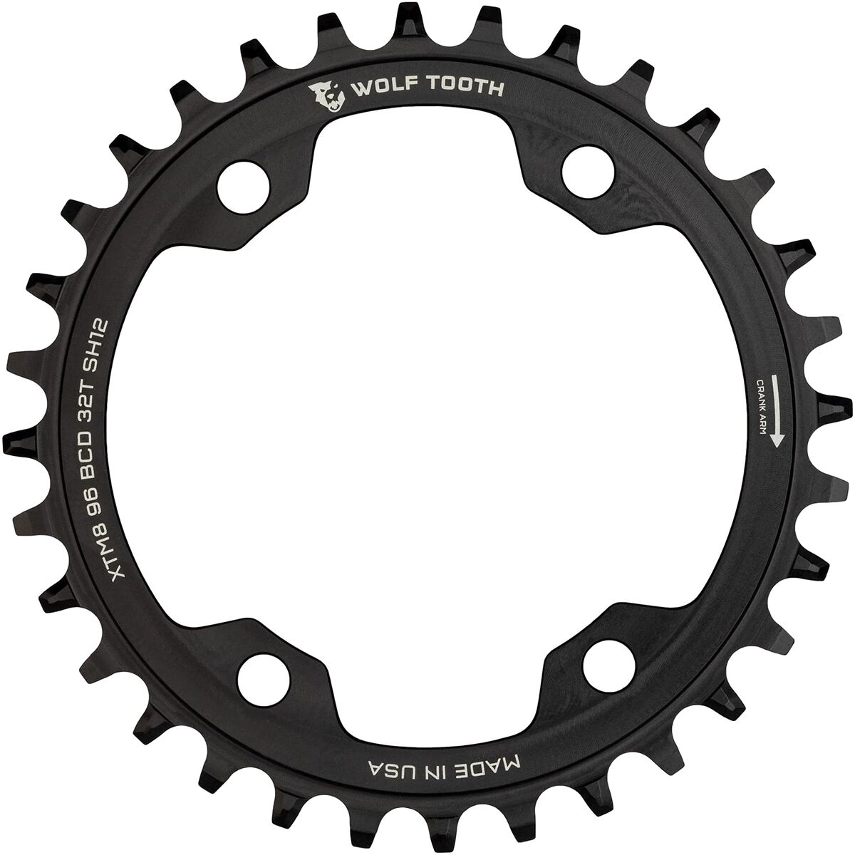 Wolf Tooth Components 96 BCD Shimano XT M8000 Chainring Black, 30t