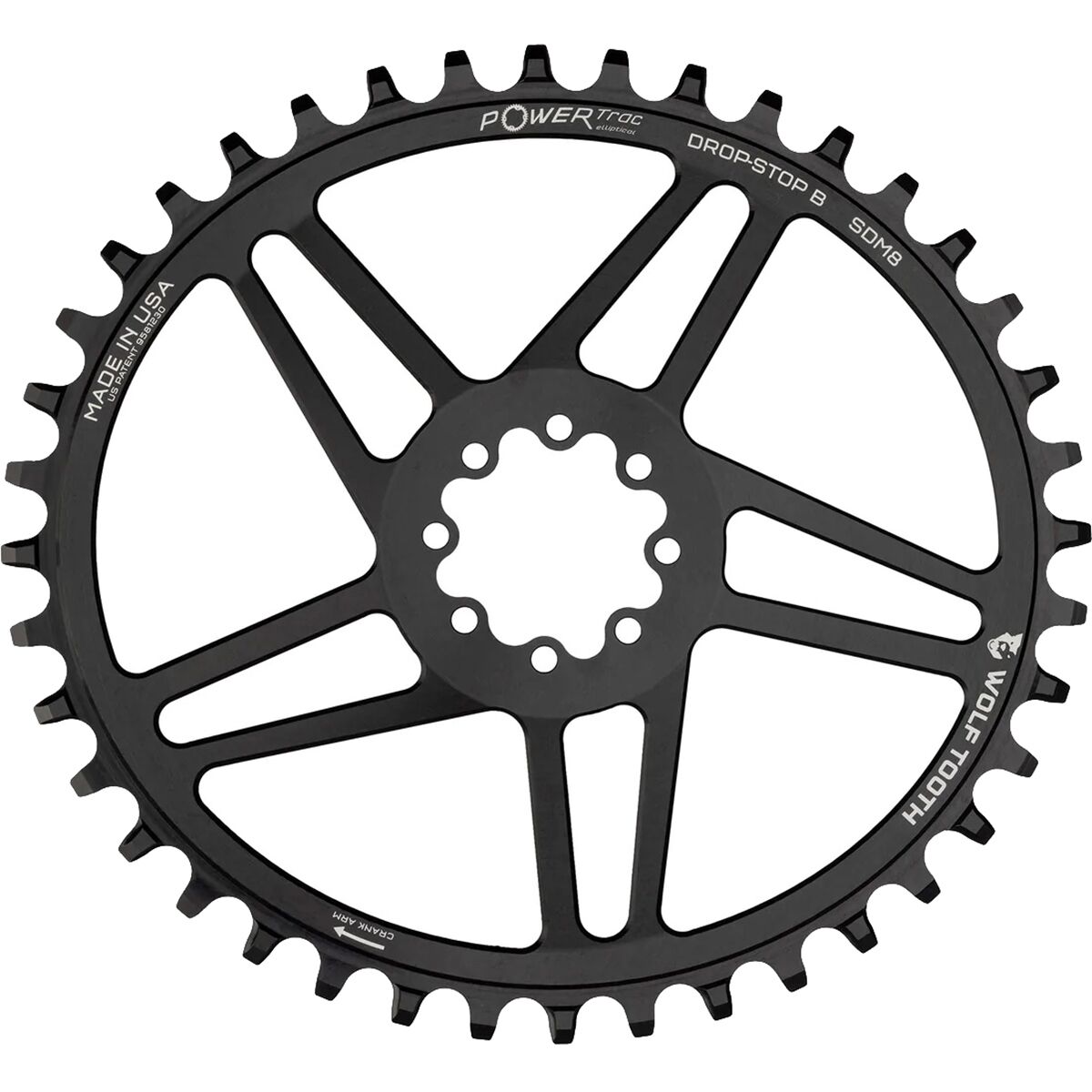 Wolf Tooth Components SRAM Compatible 8-Bolt Direct Mount Oval Chainring Black, 40t