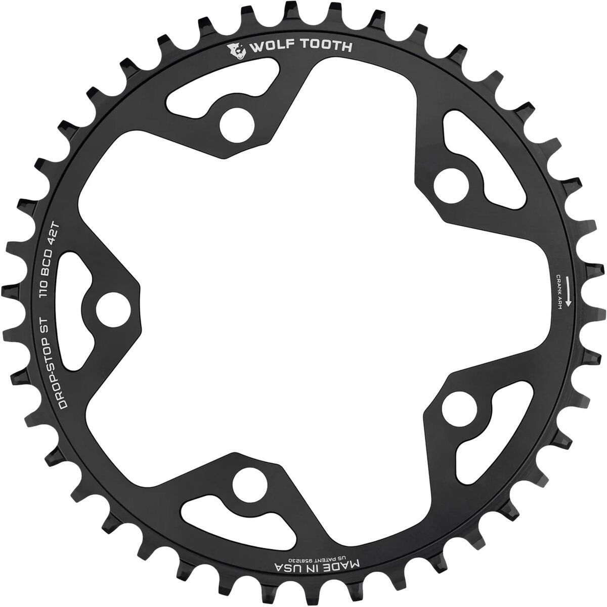 Wolf Tooth Components Drop Stop ST 110 BCD Chainring Black, 44t