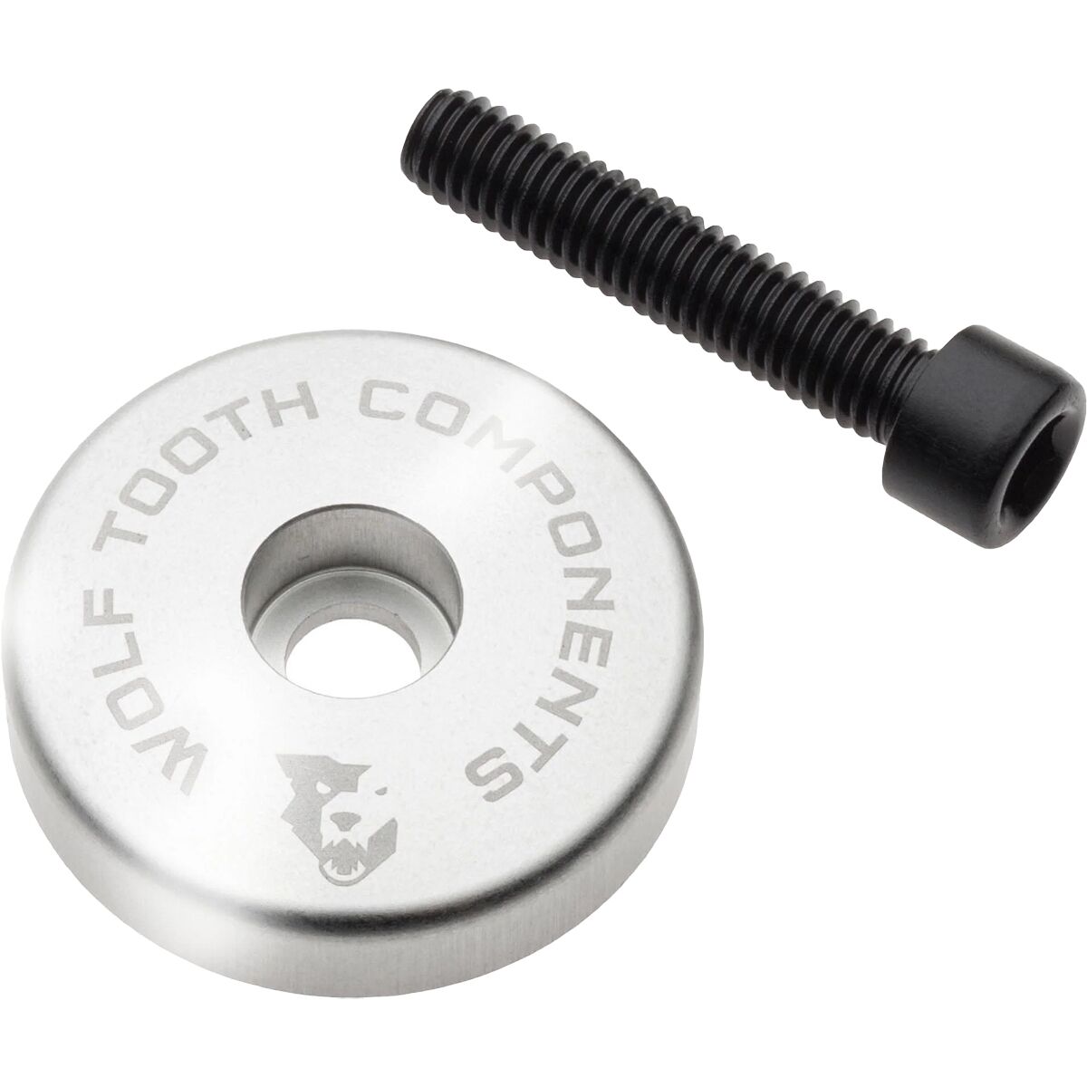Wolf Tooth Components Stem Cap w/Spacer Raw Silver, 5mm Spacer