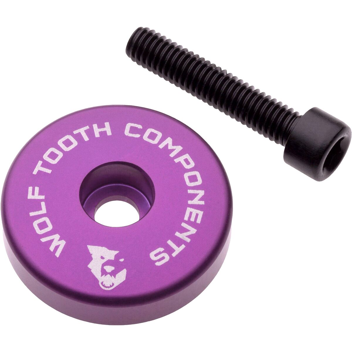 Wolf Tooth Components | Ultralight Stem Cap With Integrated Spacer | Ultraviolet Purple | Stem Cap With 5Mm Spacer | Aluminum