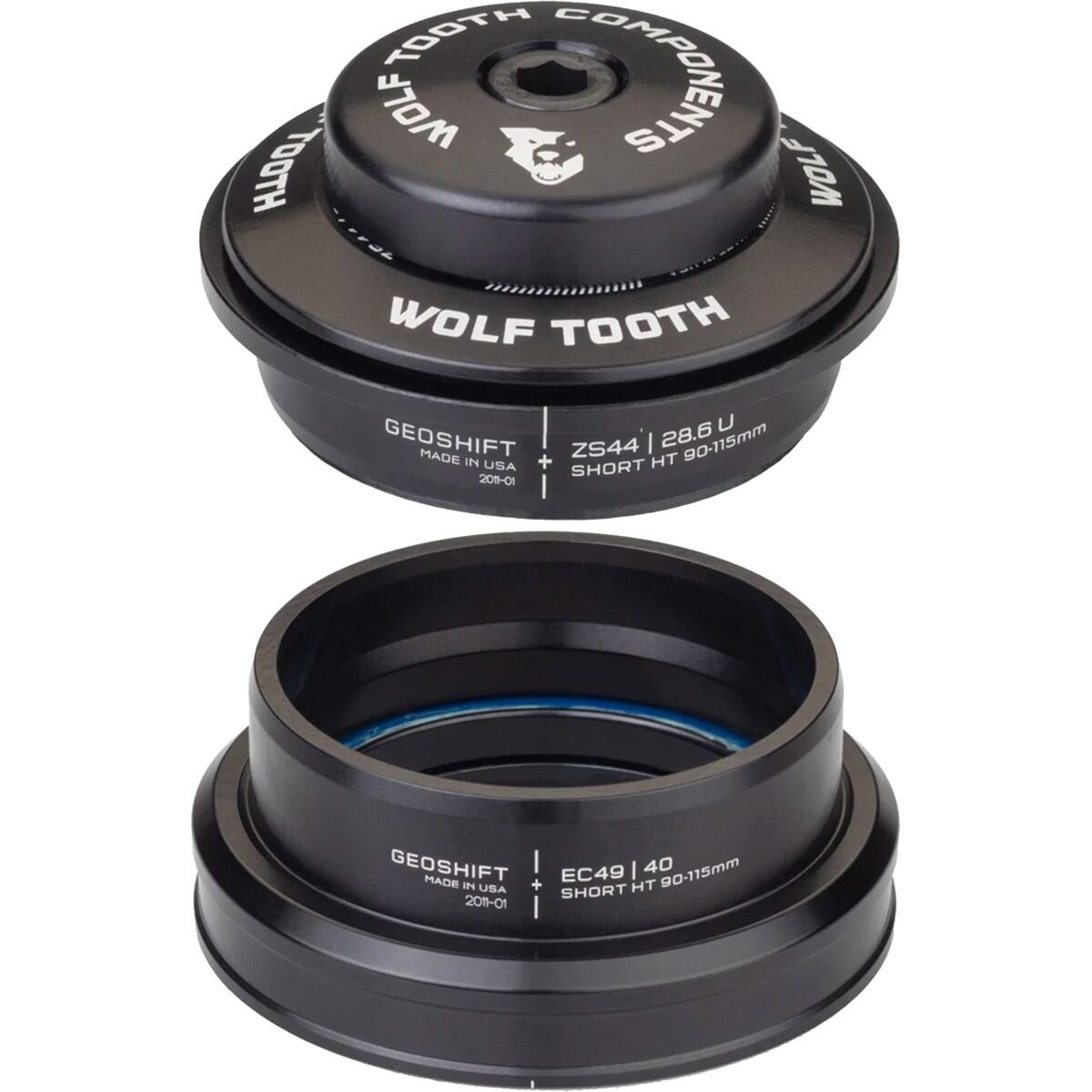 Wolf Tooth Components ZS44 Upper EC49 Lower GeoShift Angle Headset One Color, Short, 1-Degree