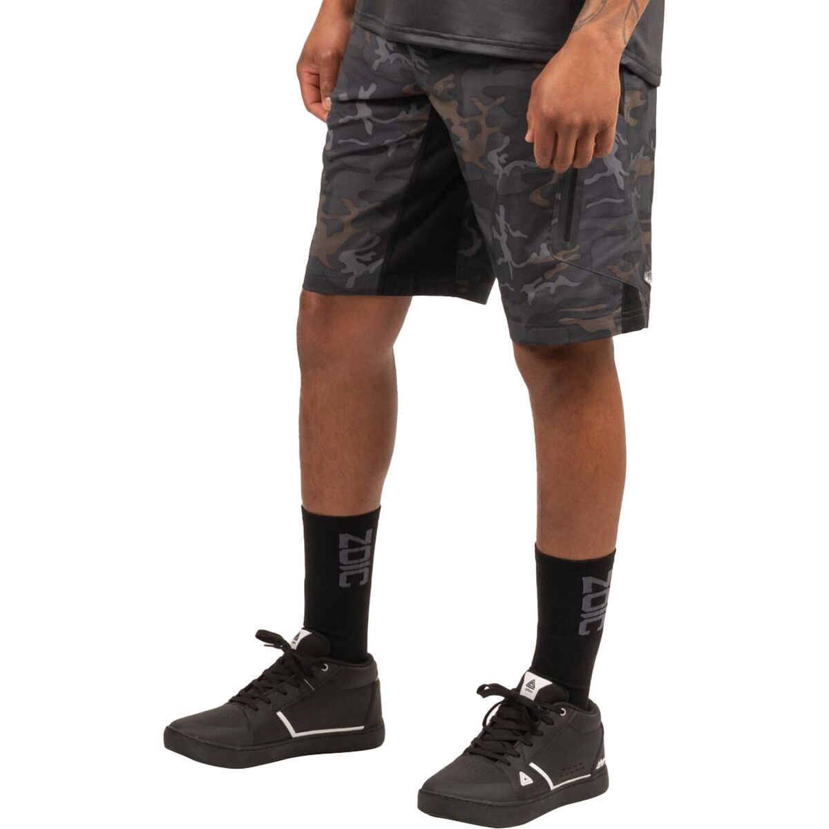 ZOIC Ether Camo Short + Essential Liner - Men's Green Camo Black Zip, S