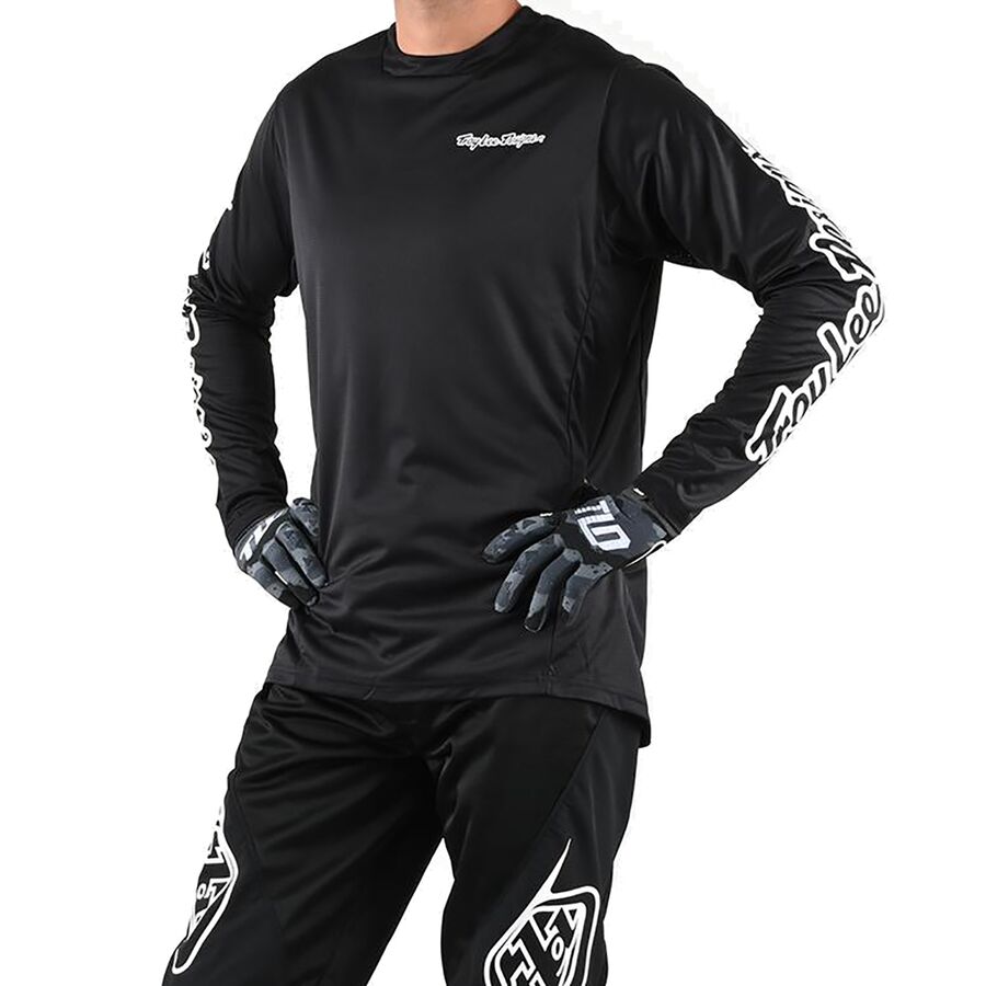 BMX Downhill Troy Lee Designs Mens Black Mountain Bike Sprint Long Sleeve Jersey Solid 