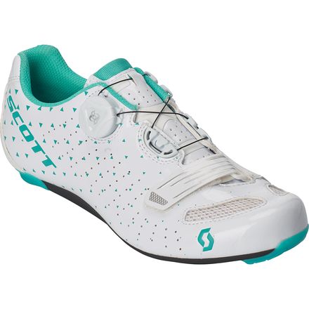 Scott Women s Road Comp BOA Shoe Gloss White Turquoise Blue 37